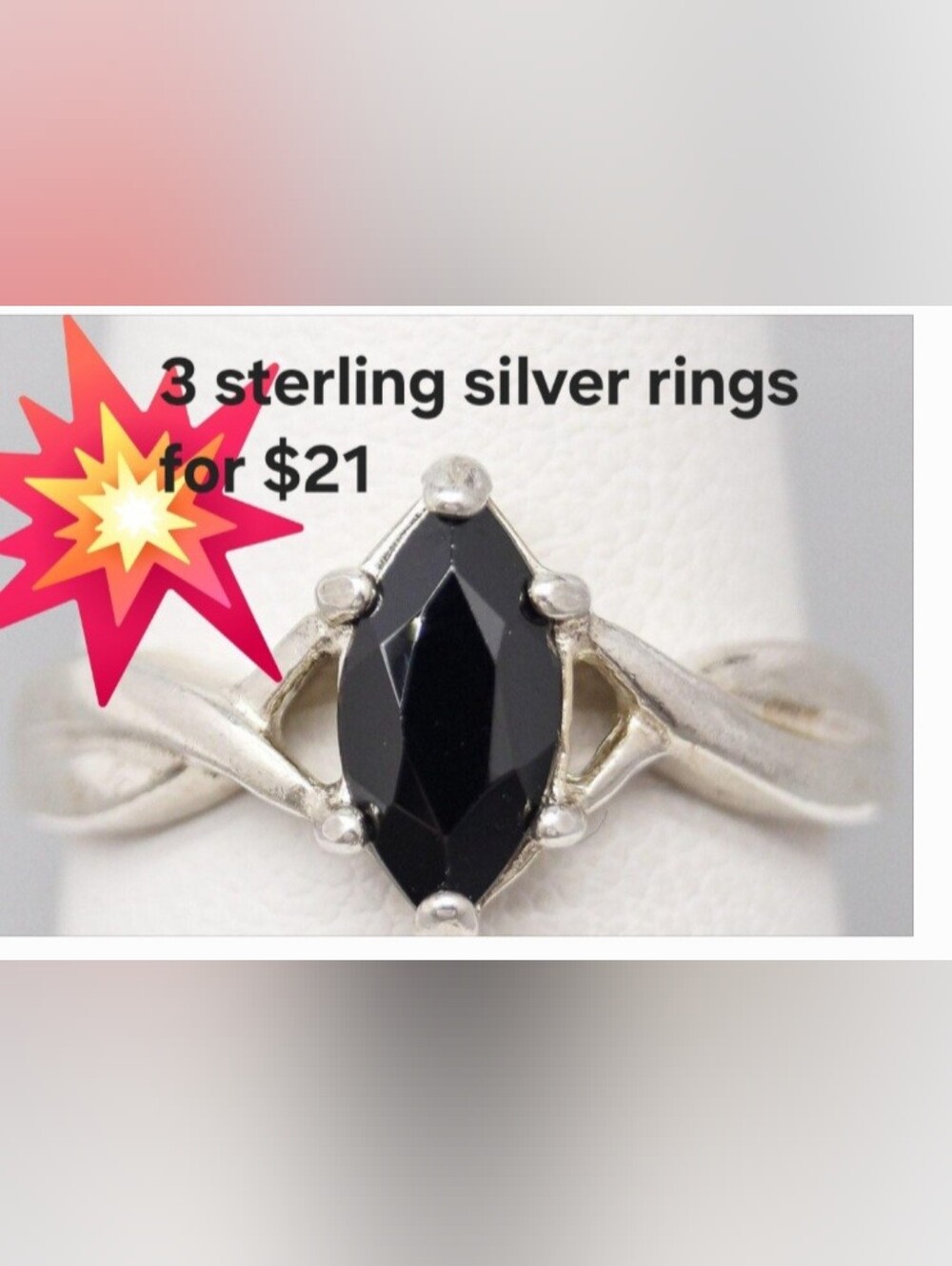 3 Rings $21..This is a vintage Avon sterling silver ring featuring a black stone